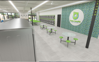 3D Rendering of New Fort Worth, TX Laundromat Design